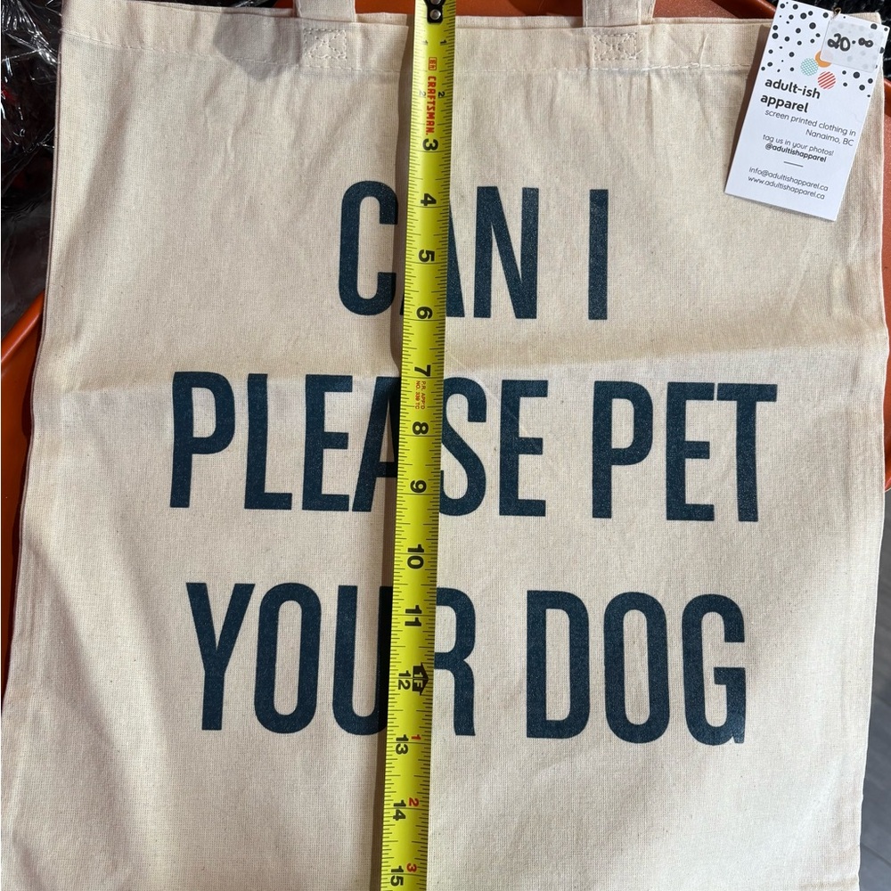Adult-ish Apparel 'Can I Please Pet Your Dog' Cream Tote Bag *BRAND NEW* - Picture 3 of 5